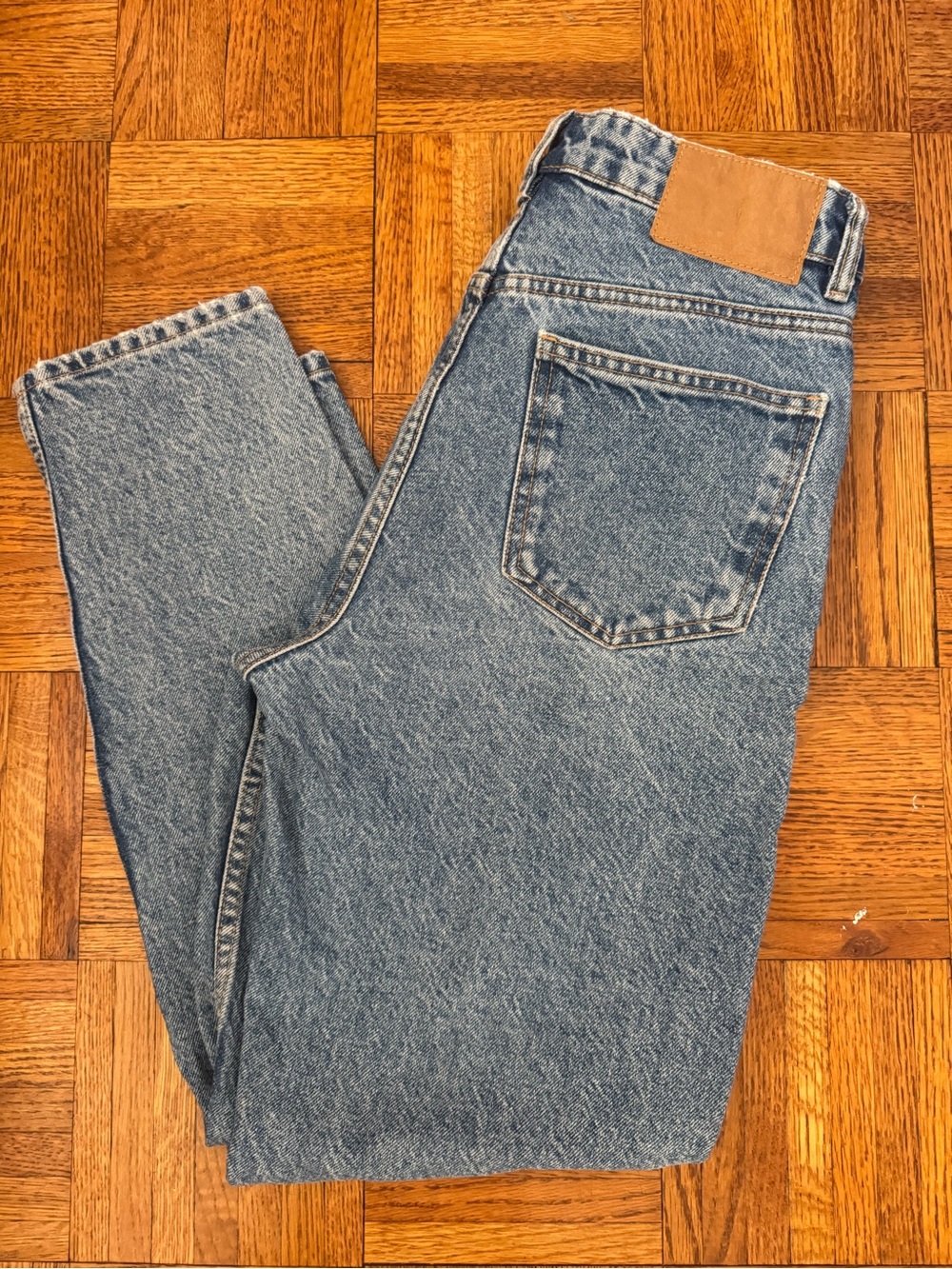 Zara Blue Straight Leg mom cut Women's Jeans
